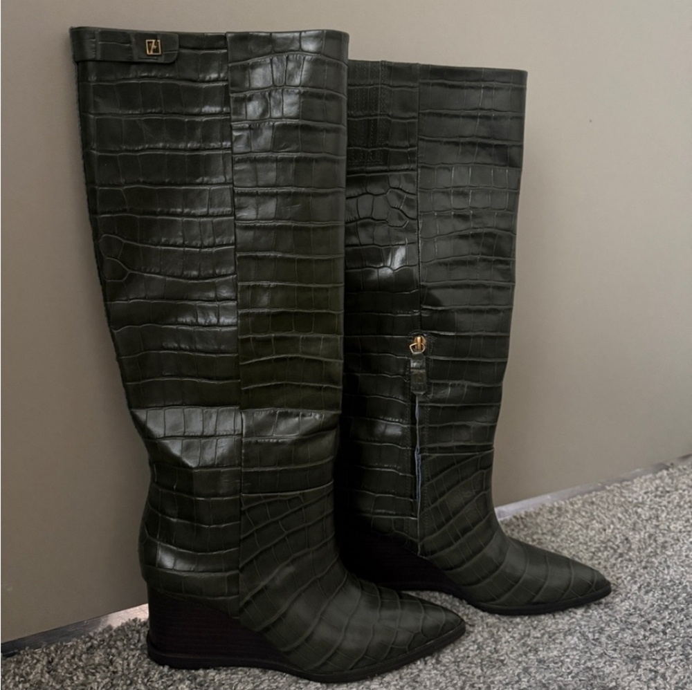 Franco Sarto Green Croc Boots - Picture 2 of 4
